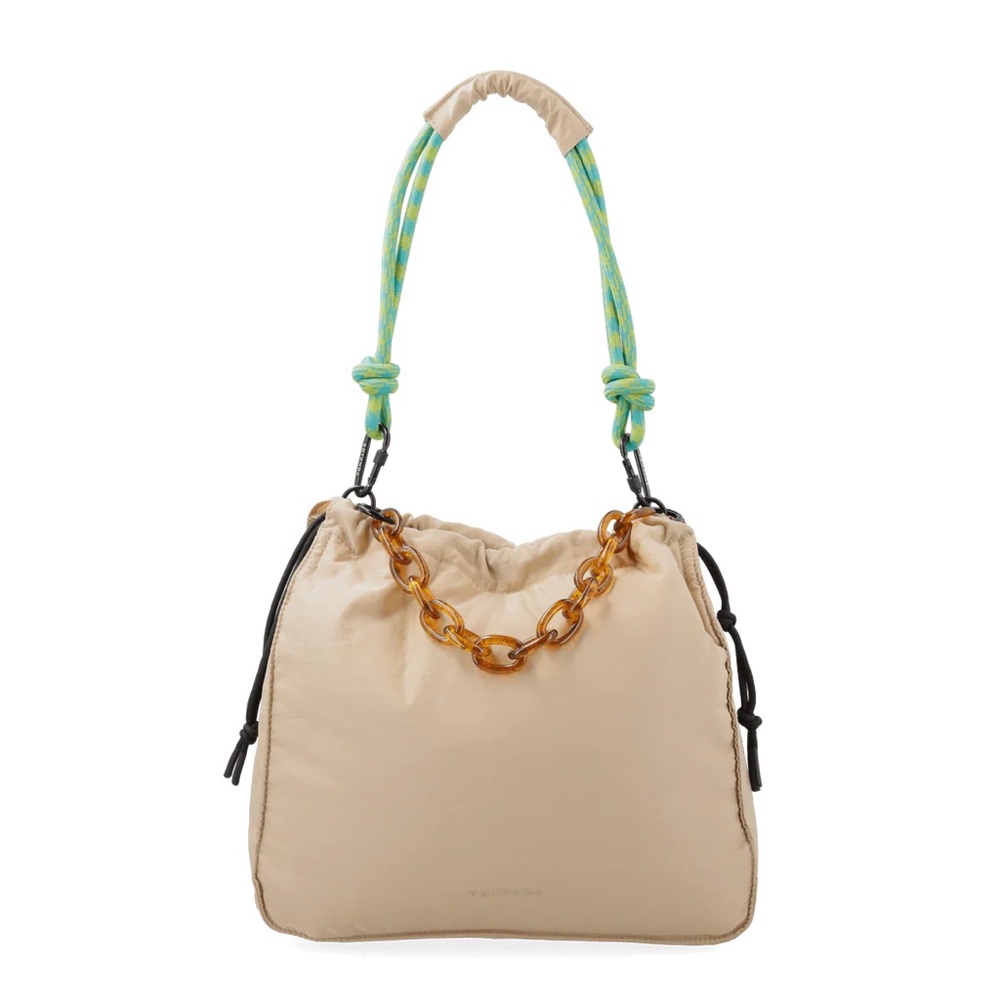 Stylish Beige Women's Bag with Chain Detail